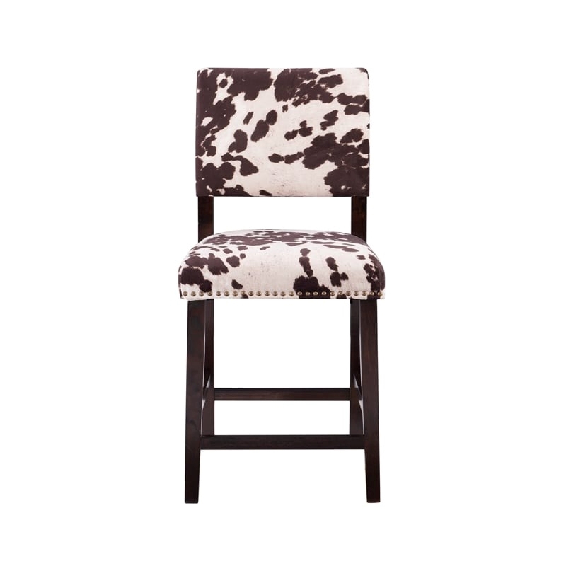 Bowery Hill Wood Brown Bar Stool Chair Square Footrest 38.75