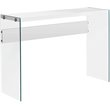Bowery Hill Tempered Glass Console Table in Glossy White