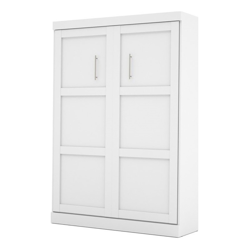 Bowery Hill Wood White Wall Bed Rectangular Euroslat Mattress Support System 58.6