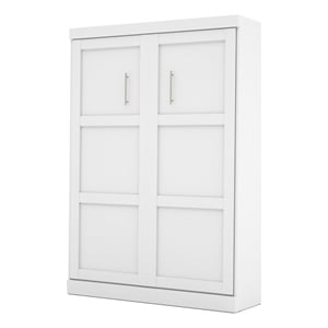 Bowery Hill Wood White Wall Bed Rectangular Euroslat Mattress Support System 58.6&quot W x 18.2&quot D x 83.7&quot H Unassembled