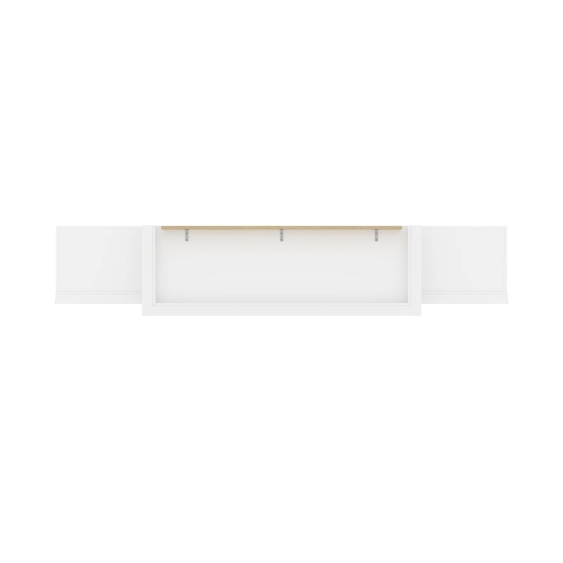 Bowery Hill Queen Size Murphy Bed in Wood with Shelves in White - Easy Assembly