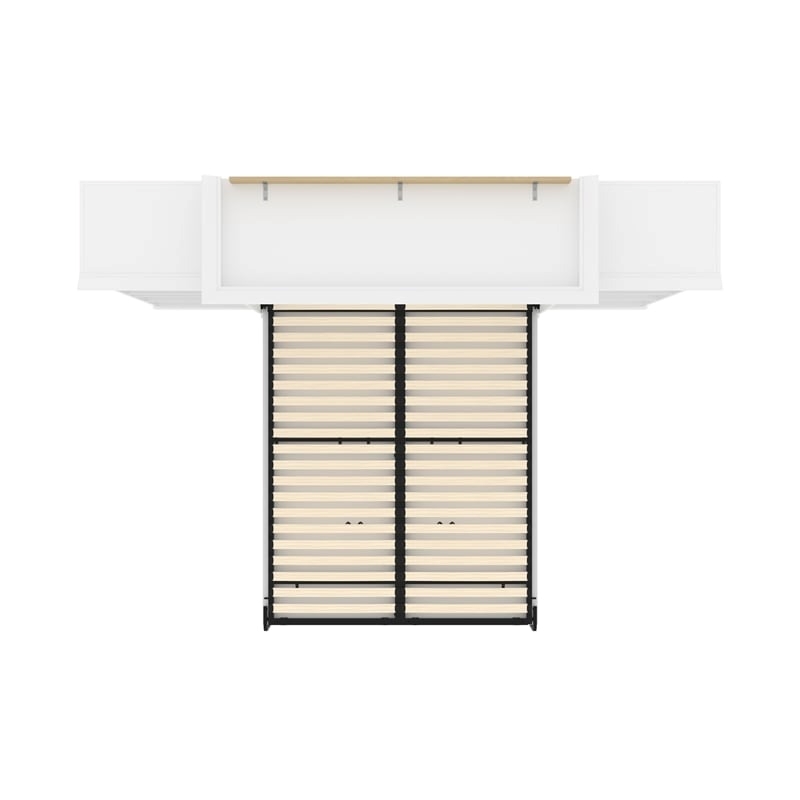 Bowery Hill Queen Size Murphy Bed in Wood with Shelves in White - Easy Assembly