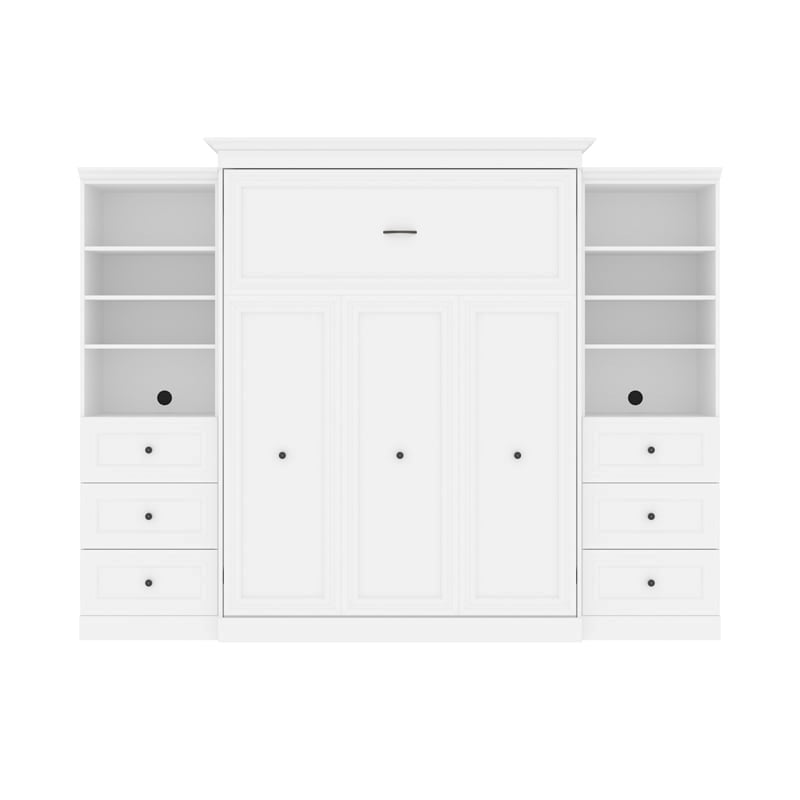 Bowery Hill Wood White Murphy Bed Rectangular Storage 89.88
