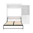 Bowery Hill Wood Queen Murphy Bed and Organizer with Drawers in White