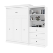 Bowery Hill Wood Queen Murphy Bed and Organizer with Drawers in White