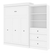 Bowery Hill Wood Queen Murphy Bed and Organizer with Drawers in White