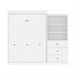 Bowery Hill Wood Queen Murphy Bed and Organizer with Drawers in White