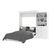 Bowery Hill Wood Queen Murphy Bed and Organizer with Drawers in White