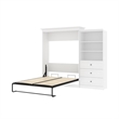 Bowery Hill Wood Queen Murphy Bed and Organizer with Drawers in White