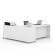 Bowery Hill Melamine White L-Desk Square Reversible 71.1