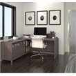 Bowery Hill Modern Wood L-Shaped Home Office Desk in Bark Gray
