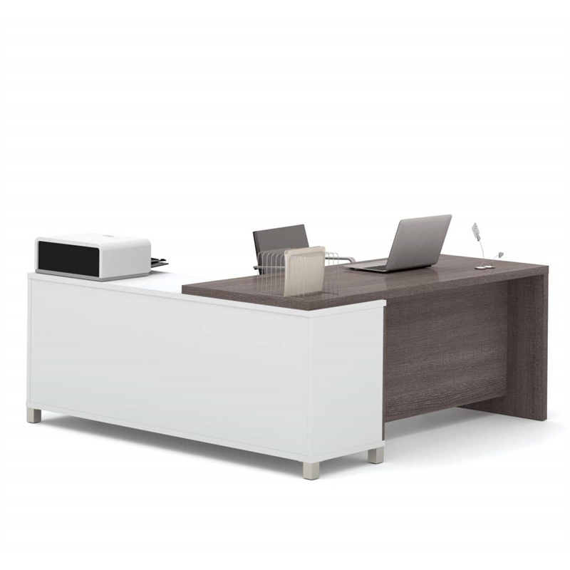 Bowery Hill Melamine White Desk Square Reversible 71.1