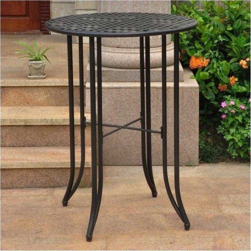 Bowery Hill Round Patio Pub Table in Antique Black