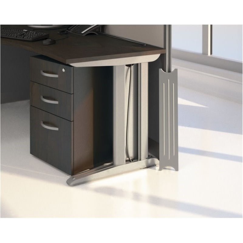 Bowery Hill L Workstation with Storage in Mocha Cherry