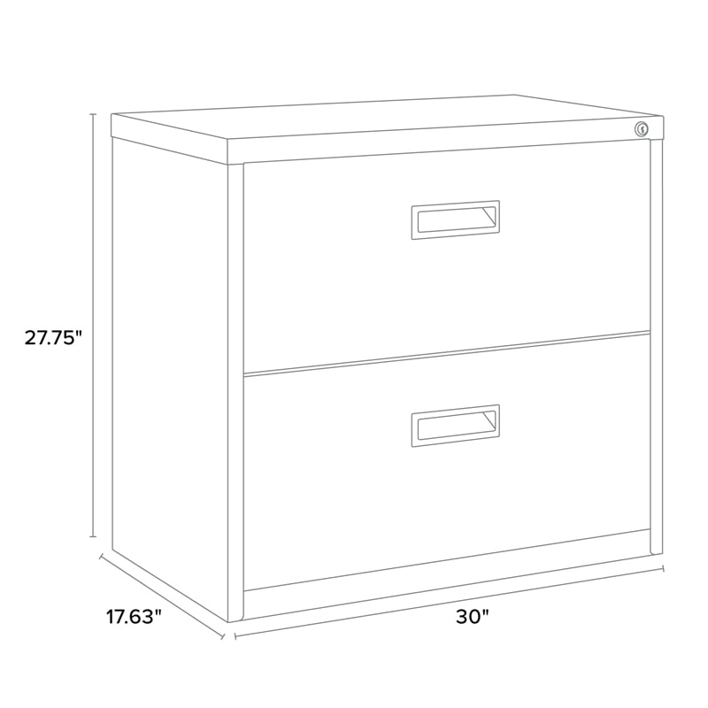 Bowery Hill 2 Drawers Lateral Black Metal Filing Cabinet Pre-assembled