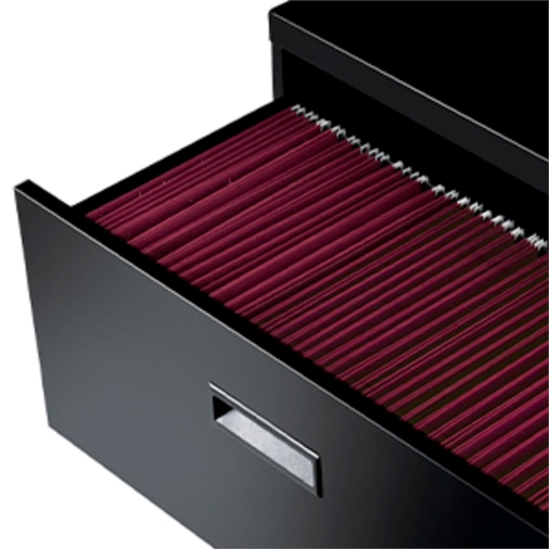 Bowery Hill 2 Drawers Lateral Black Metal Filing Cabinet Pre-assembled