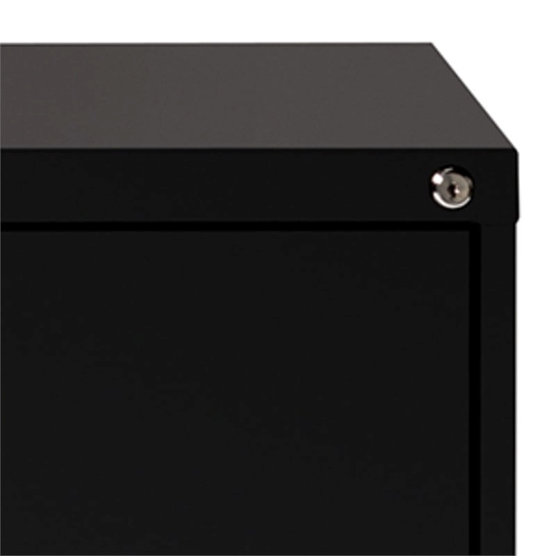 Bowery Hill 2 Drawers Lateral Black Metal Filing Cabinet Pre-assembled