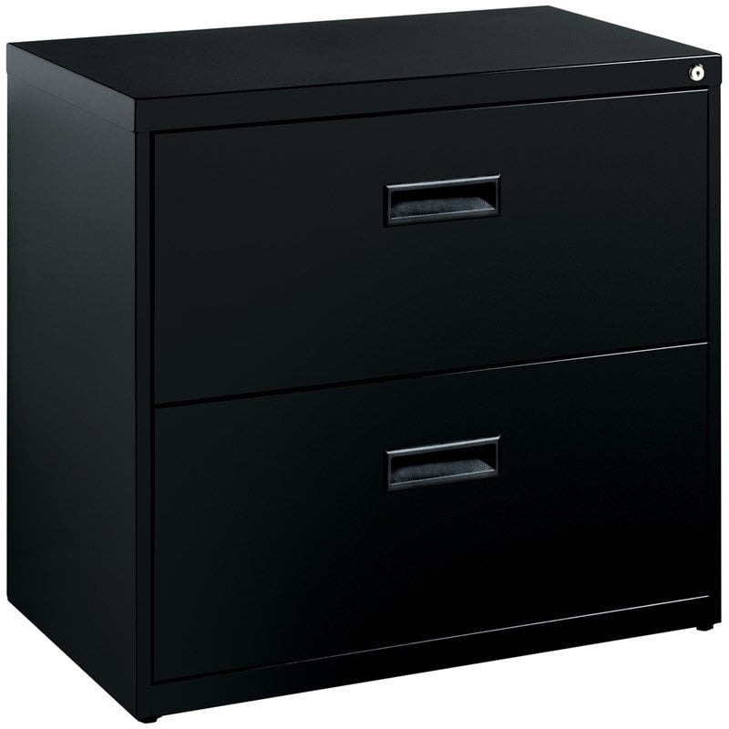 Bowery Hill 2 Drawers Lateral Black Metal Filing Cabinet Pre-assembled