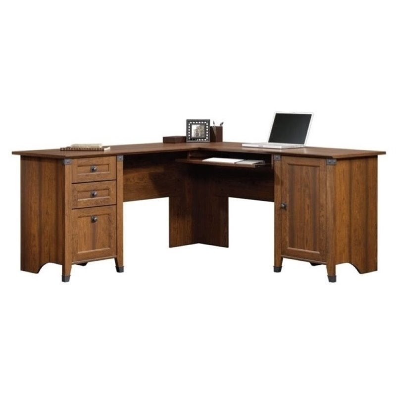 Bowery Hill L-Shaped Computer Desk in Washington Cherry