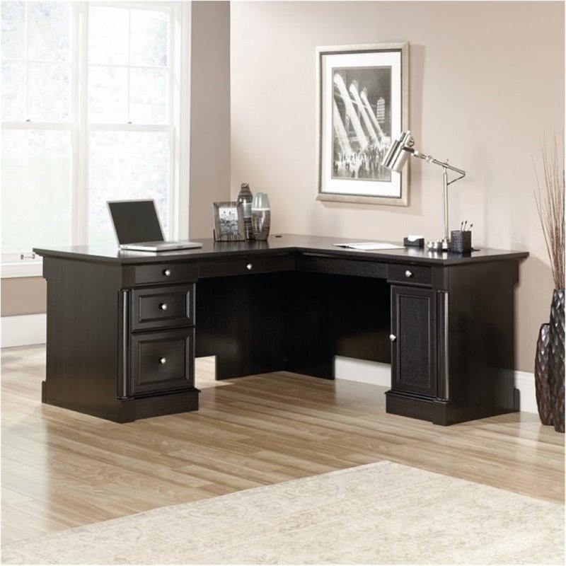 Bowery Hill L-Shaped Desk in Wind Oak