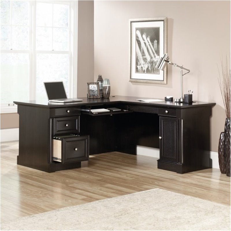 Bowery Hill L-Shaped Desk in Wind Oak