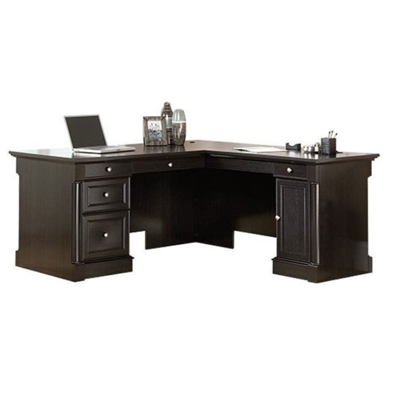 Bowery Hill Wood/Metal Home Office Rectangular Writing Desk in Dark  Oak/Black