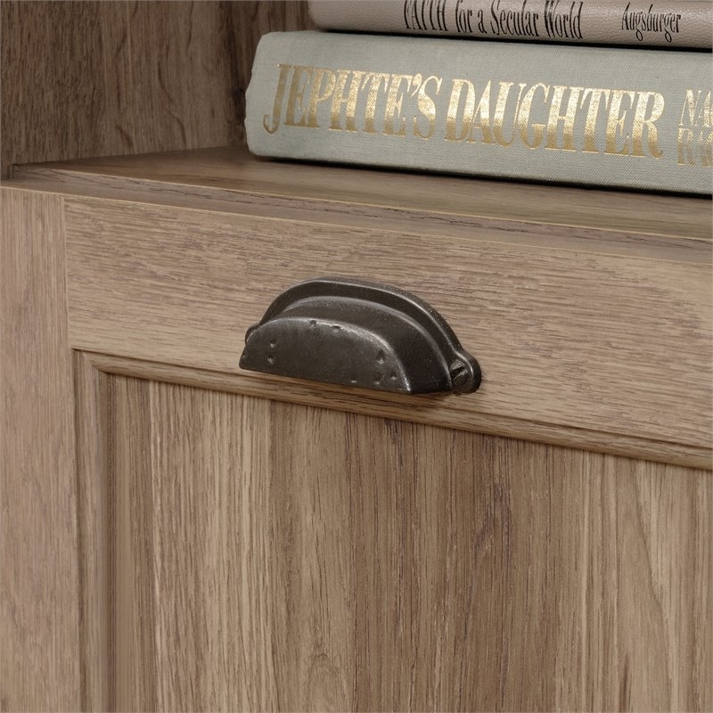 Bowery Hill Contemporary Wood L-Shaped Home Office Desk in Salt Oak