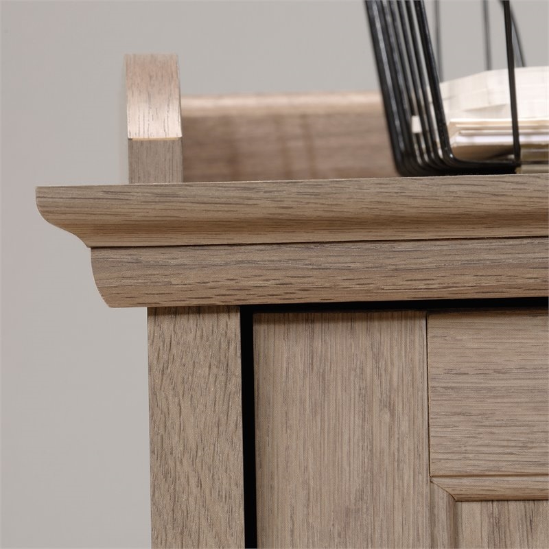 Bowery Hill Contemporary Wood L-Shaped Home Office Desk in Salt Oak