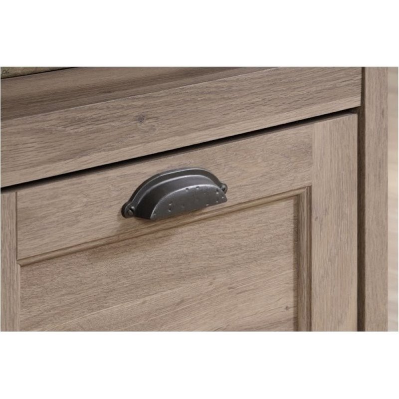 Bowery Hill Wood Executive Desk with File Drawer in Salt Oak