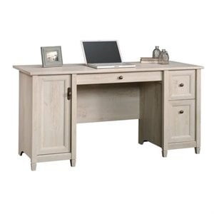 Bowery Hill Contemporary Solid Wood Computer Desk in Chalked Chestnut