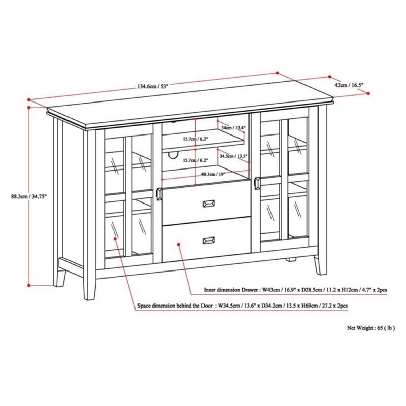Bowery Hill Transitional Wood TV Stand for TVs up to 53