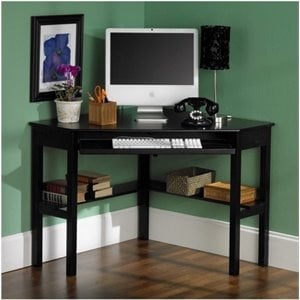 Bowery Hill Corner Computer Desk in Painted Black