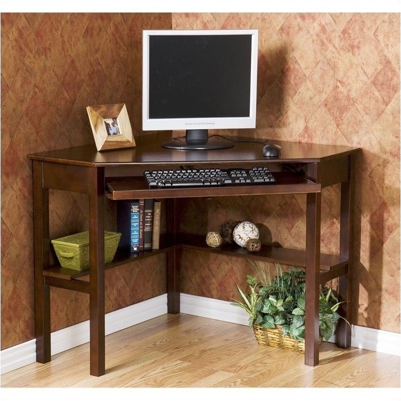 Bowery Hill Transitional Wood Corner Computer Desk in Rich Espresso