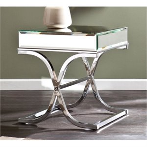 Bowery Hill Mirrored End Table in Chrome