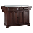 Bowery Hill Wood Kitchen Island with Stainless Steel Top in Mahogany