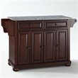Bowery Hill Traditional Wood Kitchen Island with Granite Top in Mahogany
