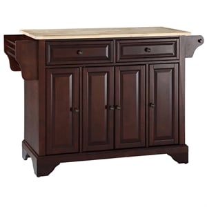 Bowery Hill Solid Hardwood Natural/Mahogany Kitchen Island Rectangular 52&quotW x 18&quotD x 34&quotH Unassembled