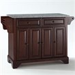 Bowery Hill Traditional Wood Kitchen Island with Granite Too in Mahogany