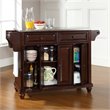 Bowery Hill Traditional Wood Kitchen Island with Stainless Steel Top in Mahogany