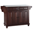 Bowery Hill Traditional Wood Kitchen Island with Stainless Steel Top in Mahogany