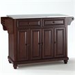 Bowery Hill Traditional Wood Kitchen Island with Stainless Steel Top in Mahogany