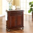 Bowery Hill Traditional Wood Kitchen Cart with Stainless Steel Top in Mahogany