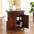 Bowery Hill Traditional Wood Kitchen Cart with Stainless Steel Top in Mahogany