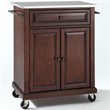 Bowery Hill Traditional Wood Kitchen Cart with Stainless Steel Top in Mahogany