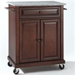 Bowery Hill Traditional Wood Kitchen Cart with Granite Top in Mahogany/Gray