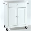 Bowery Hill Traditional Wood Kitchen Cart with Stainless Steel Top in White