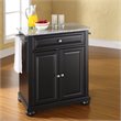 Bowery Hill Solid Granite Top Kitchen Island in Black