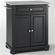 Bowery Hill Solid Granite Top Kitchen Island in Black