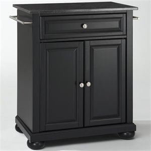 Bowery Hill Solid Black Granite Top Kitchen Island