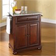 Bowery Hill Solid Granite Top Kitchen Island in Mahogany